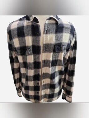 Lucky Brand Black and White Plaid Flannel Shirt Medium